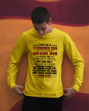 Load image into Gallery viewer, A Stubborn Son Of A Freaking Awesome Mom I Love Her Gift For Mama Unisex Long Sleeve
