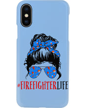 Load image into Gallery viewer, Firefighter Make You Life Safe Lady With Blue Ribbonhead Gift For Women Phone case
