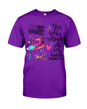 Load image into Gallery viewer, She Works Willingly With Her Hands Gift For Sew Lovers Guys Tee

