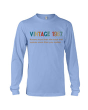 Load image into Gallery viewer, Vintage 1967 Knows More Than She Says And Notices More Than You Realize Unisex Long Sleeve
