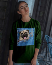 Load image into Gallery viewer, baby Pug In Denim Pocket Gift For Dog Lovers Unisex Long Sleeve
