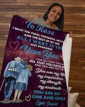 Load image into Gallery viewer, Custom Name Husband David Gift For Wife rose All I Want Is You Sherpa Blanket
