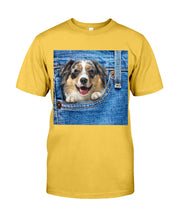 Load image into Gallery viewer, Australian Shepherd In Denim Pocket Gift For Dog Lovers Guys Tee
