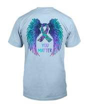 Load image into Gallery viewer, You Matter Ribbon Awareness With Angel Wings Guys Tee
