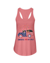 Load image into Gallery viewer, America 4th Of July Truck Pug Gift For Dog Lovers Ladies Flowy Tank
