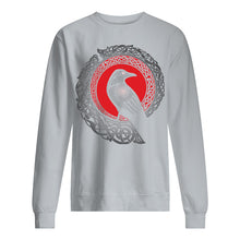 Load image into Gallery viewer, Raven Viking Culture Celtic Design Gray And Red Sweatshirt
