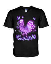 Load image into Gallery viewer, Chicken Purple Butterflies Gift For Chicken Lovers Guys V-Neck
