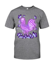 Load image into Gallery viewer, Chicken Purple Butterflies Gift For Chicken Lovers Guys Tee
