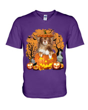 Load image into Gallery viewer, Chihuahua Book Pumpkin Halloween Gift For Dog Lovers Guys V-Neck
