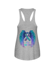Load image into Gallery viewer, You Matter Ribbon Awareness With Angel Wings Ladies Flowy Tank
