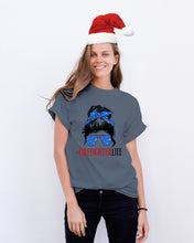 Load image into Gallery viewer, Firefighter Make You Life Safe Lady With Blue Ribbonhead Gift For Women Guys Tee
