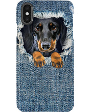 Load image into Gallery viewer, Blue Phone Case With Dachshund Face Gift For Dachshund Lovers Phone case
