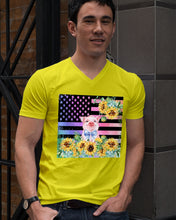 Load image into Gallery viewer, Pig America Flag Sunflower Special Custom Design Guys V-Neck
