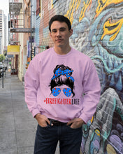 Load image into Gallery viewer, Firefighter Make You Life Safe Lady With Blue Ribbonhead Gift For Women Sweatshirt
