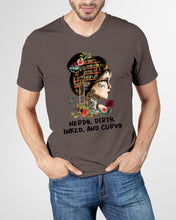 Load image into Gallery viewer, Nerdy Dirty Inked And Curvy Funny Gift For Friends Guys V-Neck
