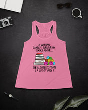 Load image into Gallery viewer, A Woman Cannot Survive On Book Alone She Also Needs Yarn Trending Ladies Flowy Tank
