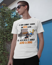 Load image into Gallery viewer, A Man Loves Beer And Dachshund Gift For Dog Lovers Guys Tee
