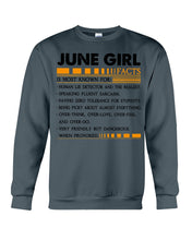 Load image into Gallery viewer, June Girl Facts Very Friendly But Dangerous Custom Design Sweatshirt
