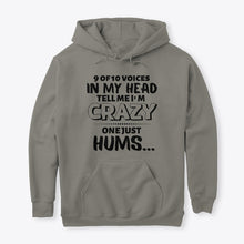 Load image into Gallery viewer, 9 Of 10 Voices In My Head Tell Me I'm Crazy One Just Hums Hoodie
