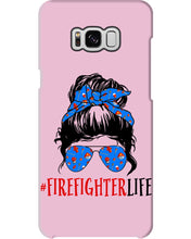 Load image into Gallery viewer, Firefighter Make You Life Safe Lady With Blue Ribbonhead Gift For Women Phone case
