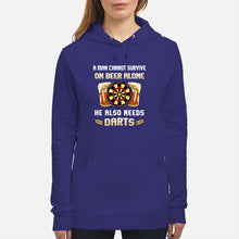 Load image into Gallery viewer, A Man Cannot Survive On Beer Alone He Also Needs Darts Trending Hoodie
