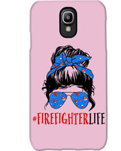 Load image into Gallery viewer, Firefighter Make You Life Safe Lady With Blue Ribbonhead Gift For Women Phone case
