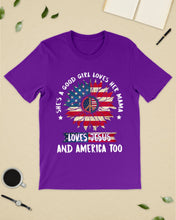 Load image into Gallery viewer, Good Girl Loves Her Mama Loves Jesus and America Too Design Guys Tee
