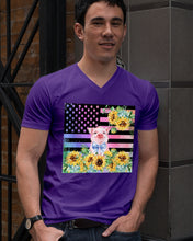 Load image into Gallery viewer, Pig America Flag Sunflower Special Custom Design Guys V-Neck

