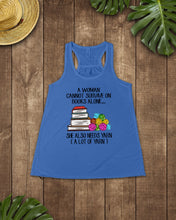 Load image into Gallery viewer, A Woman Cannot Survive On Book Alone She Also Needs Yarn Trending Ladies Flowy Tank

