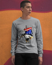 Load image into Gallery viewer, Eagle Giant Scratch USA Flag Gift For Women Unisex Long Sleeve
