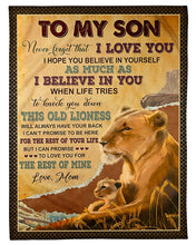 Load image into Gallery viewer, When Life Tries To Knock You Down Lion Mom And Her Child Mama Gift For Son Fleece Blanket

