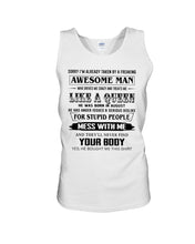 Load image into Gallery viewer, I'm Already Taken By An August Freaking Awesome Man For Birthday Gift Unisex Tank Top
