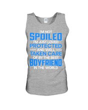 Load image into Gallery viewer, I'm Just Loved Protected And Well Taken Care Of By The Best Boyfriend Unisex Tank Top
