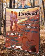 Load image into Gallery viewer, Gift For Husband Sea Turtle On Beach You Make Me A Better Person Fleece Blanket
