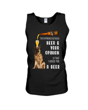Load image into Gallery viewer, German Shepherd Beer And Your Opinion Gift For Dog Lovers Unisex Tank Top
