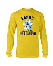 Load image into Gallery viewer, Easily Distracted By Dogs And Dragonflies Gift For Dog Lovers Unisex Long Sleeve
