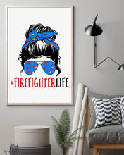 Load image into Gallery viewer, Firefighter Make You Life Safe Lady With Blue Ribbonhead Gift For Women Vertical Poster
