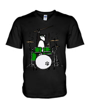 Load image into Gallery viewer, Funny Cat Playing Drums Great Gift For Cat Lovers Guys V-Neck
