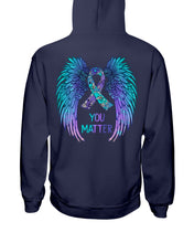 Load image into Gallery viewer, You Matter Ribbon Awareness With Angel Wings Hoodie
