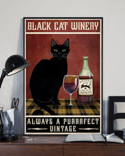 Load image into Gallery viewer, Black Cat Winery Always A Purrrfect Vintage Unique Custom Design Vertical Poster
