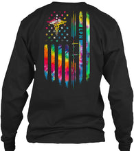 Load image into Gallery viewer, Veterinary Symbol LPN America Flag Unique Custom Design Unisex Long Sleeve
