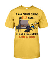Load image into Gallery viewer, A Man Loves Beer And Dachshund Gift For Dog Lovers Guys Tee
