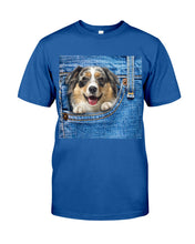 Load image into Gallery viewer, Australian Shepherd In Denim Pocket Gift For Dog Lovers Guys Tee

