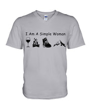 Load image into Gallery viewer, Simple Woman Loves Wine Camping Shoes And Climbing Guys V-Neck
