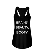 Load image into Gallery viewer, Brains Beauty Booty Special Custom Design Ladies Flowy Tank
