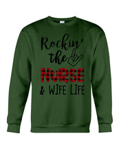 Load image into Gallery viewer, Vintage Funny Rockin' The Nurse And Wife Life Custom Sweatshirt
