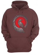 Load image into Gallery viewer, Raven Viking Culture Celtic Design Gray And Red Hoodie
