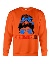 Load image into Gallery viewer, Firefighter Make You Life Safe Lady With Blue Ribbonhead Gift For Women Sweatshirt
