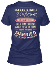 Load image into Gallery viewer, Electrician's Wife He's Working I Don't Know Ladies V-Neck
