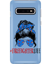 Load image into Gallery viewer, Firefighter Make You Life Safe Lady With Blue Ribbonhead Gift For Women Phone case
